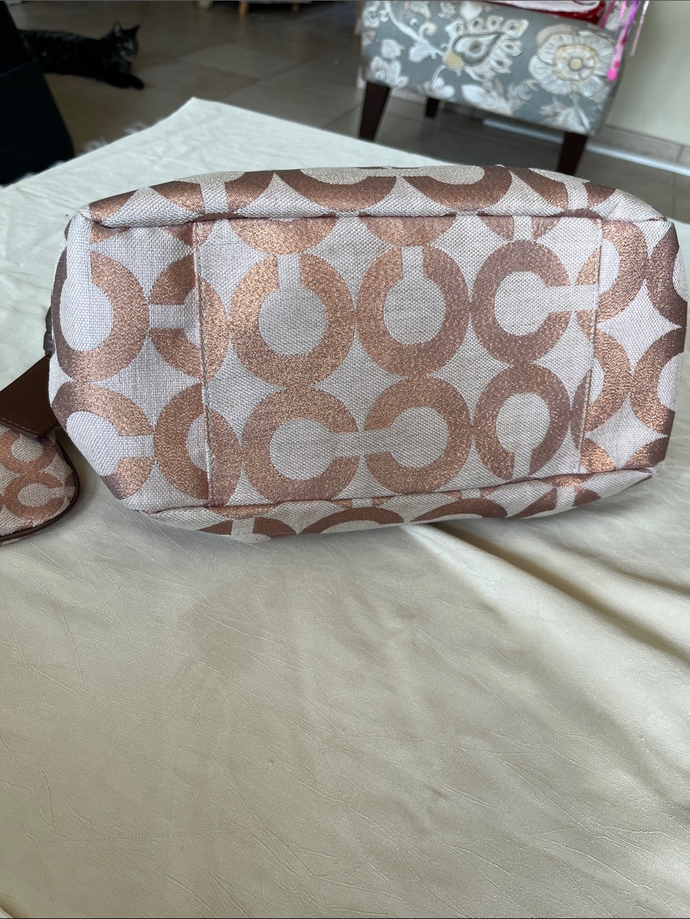 Coach Brown and Pink Signature Jacquard Crossbody with Coin Pouch - Picture 3 of 10